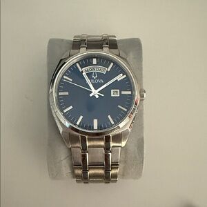 Bulova Blue Dial Silver Band Watch
